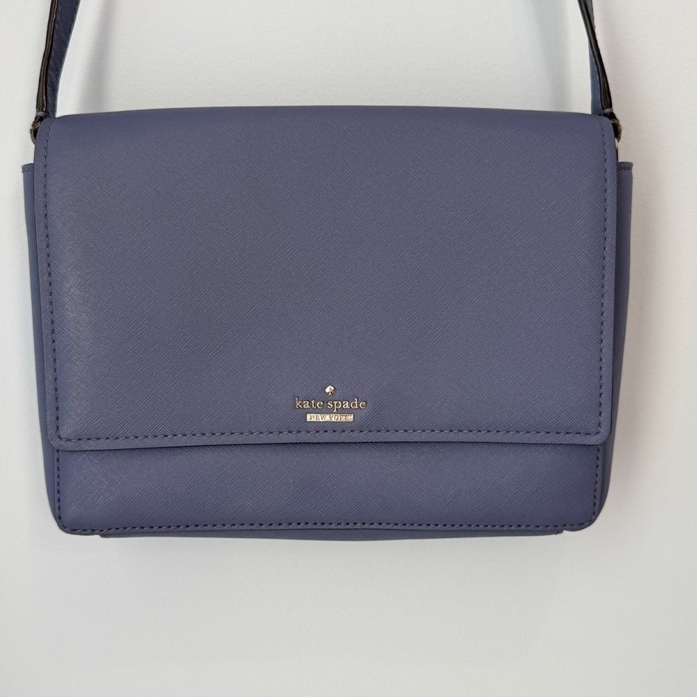 Kate Spade Blue Crossbody Classic Flap Purse Handbag Bag - Picture 2 of 16